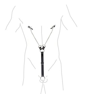 Зажимы для сосков с кольцом для мошонки Art of Sex Nipple Clamps for Men - фото