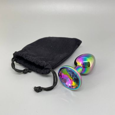 Анальная пробка со стразом бензин Chisa HI-BASIC Jewelled Metal Rainbow Butt Plug  (2,7 см) - фото