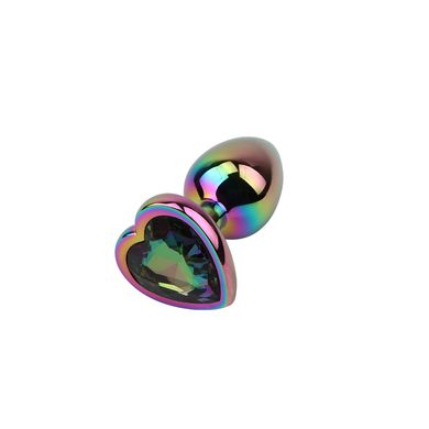 Анальна пробка зі стразом-серце бензин Chisa HI-BASIC Jewelled Metal Rainbow Heart Butt Plug (2,7 см) - фото