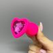 Анальная пробка с камнем Loveshop Pink Silicone Heart Pink (2,8 см) - фото товара