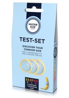 Презервативи з лінійкою Mister Size pure feel test-set 53–57–60 (3 шт) - фото
