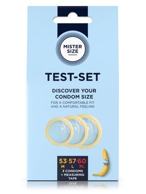Презервативи з лінійкою Mister Size pure feel test-set 53–57–60 (3 шт) - фото
