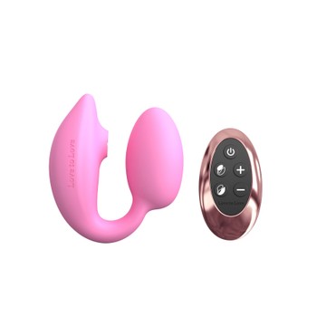 Вакуумный клиторальный стимулятор с виброяйцом Love To Love Wonderlover pink passion - фото