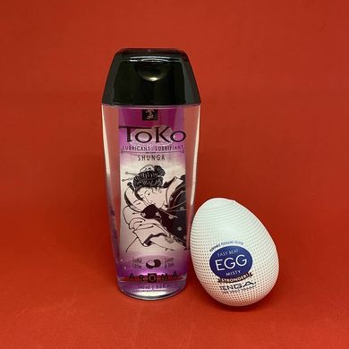 Набір яйце мастурбатор Tenga Egg + смачна змазка Shunga Toko AROMA вишня (165 мл)