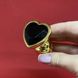 Золота анальна пробка сердечко з чорним кристалом (2,8 см) - фото товару