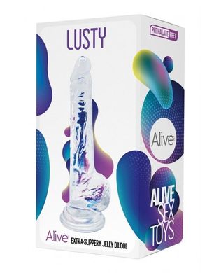 Фалоімітатор Alive Jelly Dildo Lusty (18 см) (пом'ята упаковка) - фото