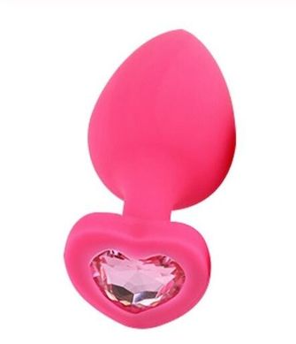 Анальная пробка с кристаллом Loveshop Pink Silicone Heart (3,5 см) - фото