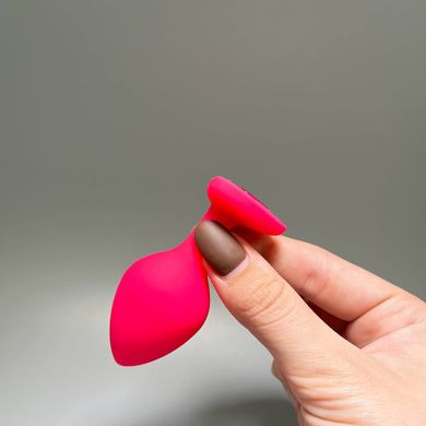Анальная пробка с кристаллом Loveshop Pink Silicone Heart (3,5 см) - фото