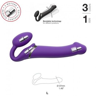 Страпон безремінний Strap-On-Me Vibrating Violet L (довжина 17 см, діаметр 3,7 см) - фото