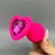 Анальная пробка с кристаллом Loveshop Pink Silicone Heart (3,5 см) - фото товара