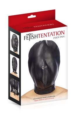 БДСМ маска Fetish Tentation Closed BDSM hood in leatherette чорна