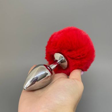 Анальна пробка з червоним хвостом (3,5см) Art of Sex Metal Rabbit Tail