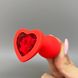 Анальная пробка с кристаллом Loveshop Red Silicone Heart (2,8 см) - фото товара