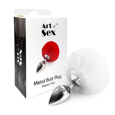 Анальна пробка з хвостом 3,5см Art of Sex Metal Butt plug Rabbit Tail