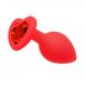 Анальна пробка з кристалом Loveshop Red Silicone Heart (3,5 см) - фото товару