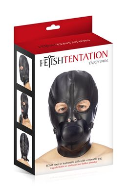 БДСМ маска с кляпом Fetish Tentation BDSM hood with removable gag