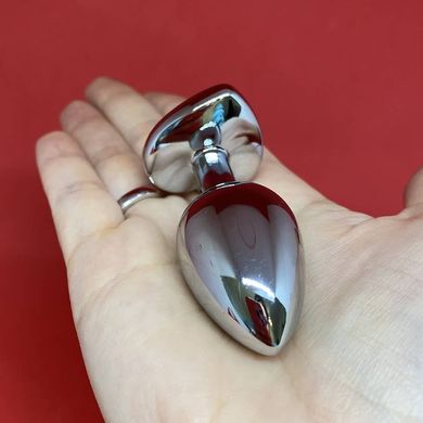 Анальная пробка сердечко с красным кристаллом (2,8 см) - фото