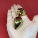 Золотая анальная пробка сердечко с белым кристаллом (2,8 см) - фото товара