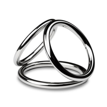 Эрекционное кольцо тройное Sinner Gear Unbendable Triad Chamber Metal Cock and Ball Ring Large - фото