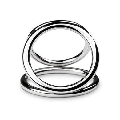 Эрекционное кольцо тройное Sinner Gear Unbendable Triad Chamber Metal Cock and Ball Ring Large - фото