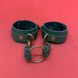 Набор зеленый БДСМ: наручники + ошейник из натуральной кожи - фото товара