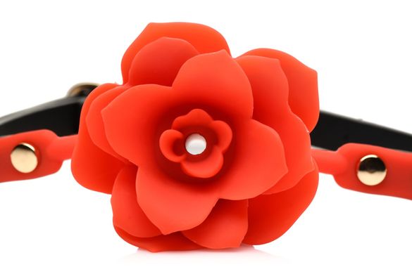 Кляп з кулькою та трояндою Master Series Blossom Silicone Rose Gag Red - фото