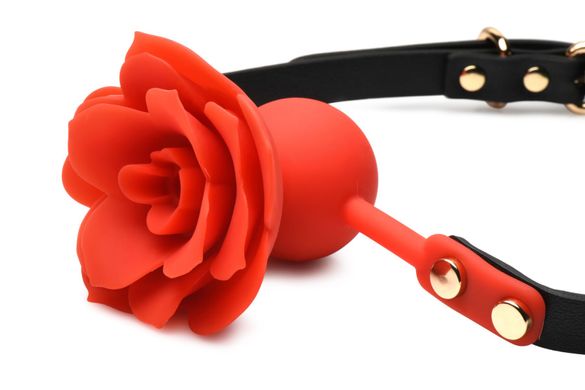 Кляп з кулькою та трояндою Master Series Blossom Silicone Rose Gag Red - фото