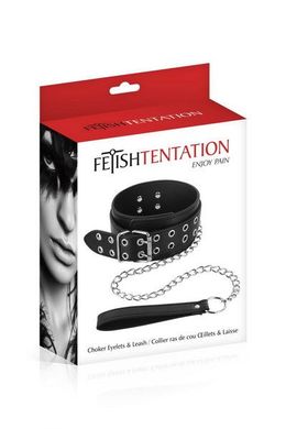 Ошейник и поводок Fetish Tentation Eyelets and Leash (мятая упаковка) - фото