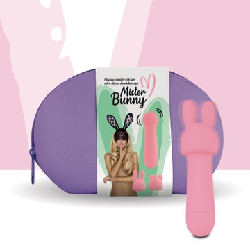 Клиторальный стимулятор с двумя насадками FeelzToys Mister Bunny розовый - фото