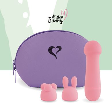 Клиторальный стимулятор с 2 насадками FeelzToys Mister Bunny розовый - фото