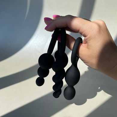 Satisfyer Plugs - набір анальних іграшок чорний - фото