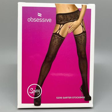 Еротичні колготки-бодістокінг Obsessive Garter stockings S206 black S/M/L, імітація панчіх і пояса - фото