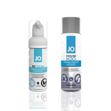 Набір System JO охолоджуюча змазка на водній основі H2O COOLING  (60 мл) + пінка-дезінфектор для іграшок REFRESH (50 мл)