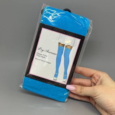 Панчохи непрозорі Leg Avenue Opaque Nylon Thigh Highs OS Neon Blue - фото