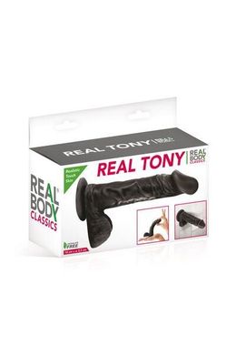 Рельефный фаллоимитатор черный Real Body Real Tony (18 см) - фото
