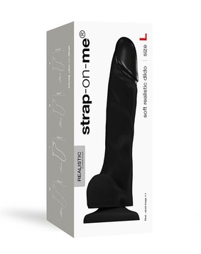 Женский черный фаллоимитатор Strap-On-Me SOFT (19 см) - фото