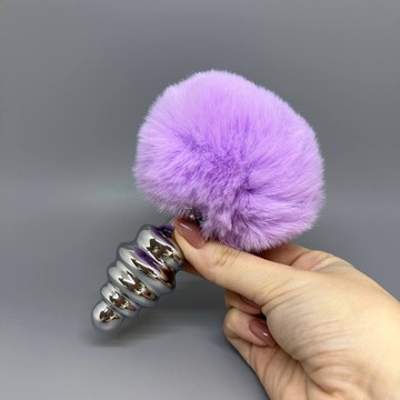Анальная пробка с хвостиком Purple (3,4 см) Alive Fluffly Twist Plug M